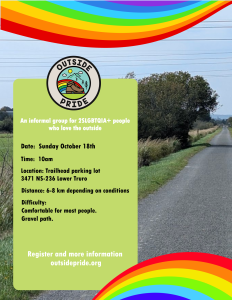 Outside Pride poster for hike on October 18 2026